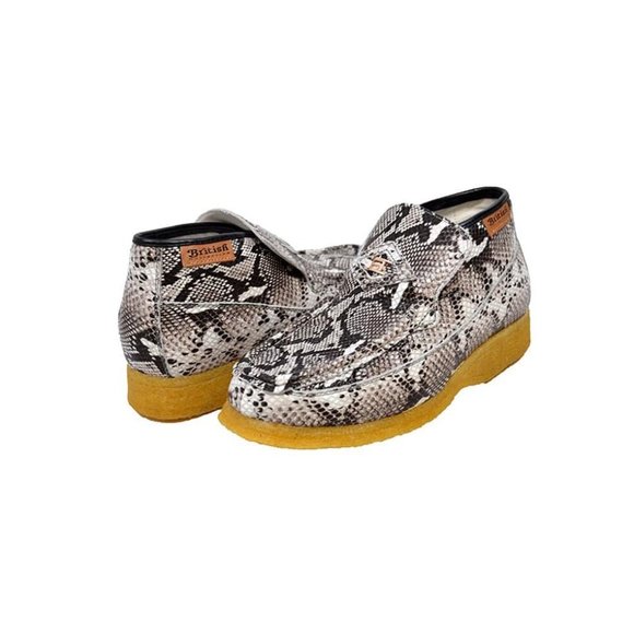 British Walkers Men's BWB Black Snake Skin Leather Slip On - Picture 1 of 7